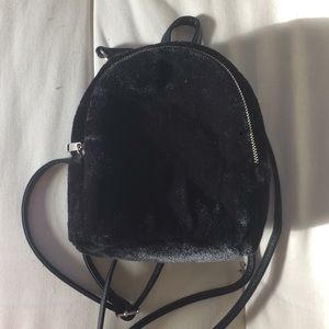 Plush mini backpack purse